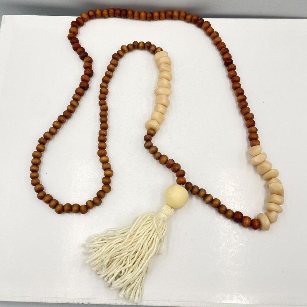 Vtg wood bead necklace boho